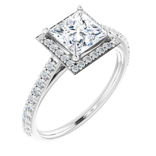 Princess Halo Style Engagement Ring
