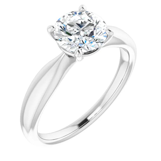 Round Brilliant White Gold Solitaire Moissanite Engagement Ring 