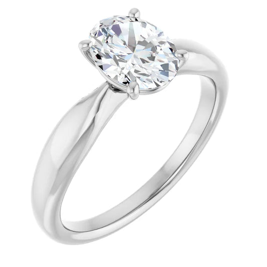Oval White Gold Solitaire Moissanite Engagement Ring 