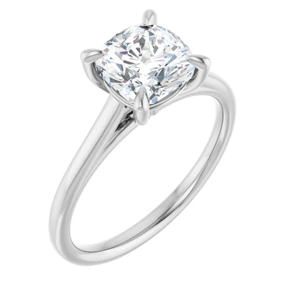 Four Claw Cushion Solitaire Engagement Ring