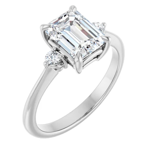 Emerald Accent Engagement Ring