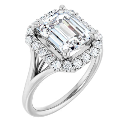 Emerald Halo Style Engagement Ring
