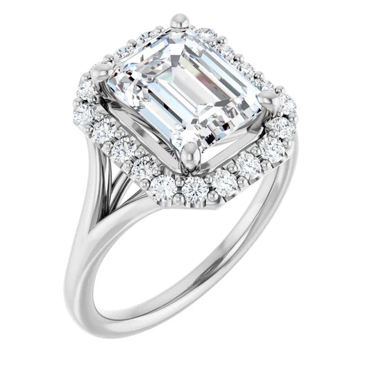 Emerald Halo Style Engagement Ring