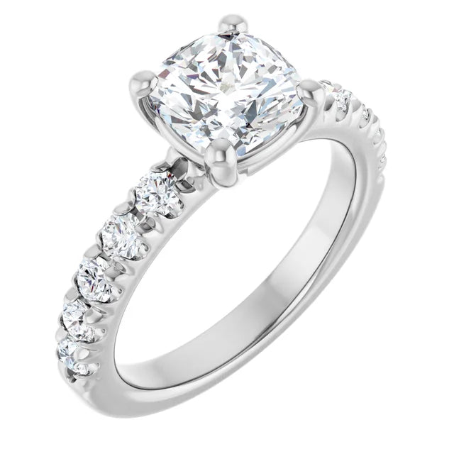 Cushion Four Claw Set Style Engagement Ring