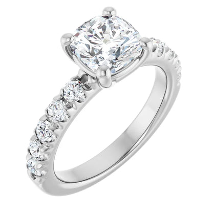 Cushion Four Claw Set Style Engagement Ring