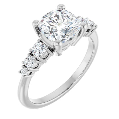 Cushion Multi Stone Accent Style Engagement Ring