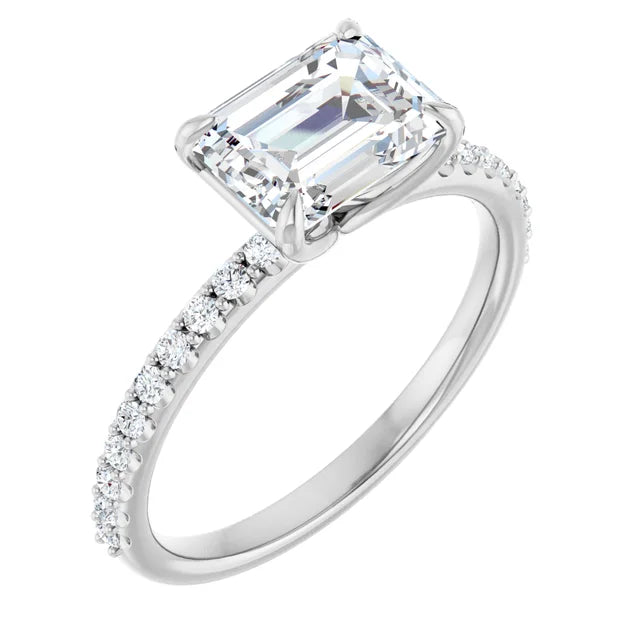 Emerald East West Style Engagement Ring