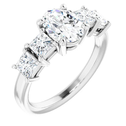 Oval Multi Stone Accent Style Engagement Ring