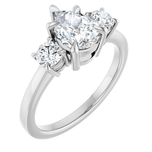 Pear White Gold Tri Stone Moissanite Engagement Ring 