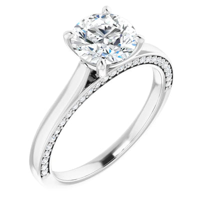 Round Brilliant Solitaire & Hidden Diamond Band Engagement Ring