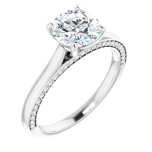 Round Brilliant White Gold Solitaire Moissanite Engagement Ring 