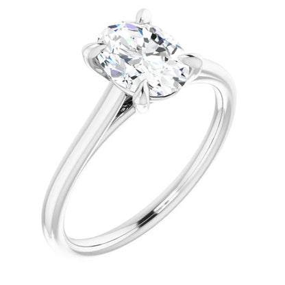 Four Claw Oval Solitaire Engagement Ring