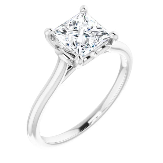 Four Claw Princess Solitaire Engagement Ring