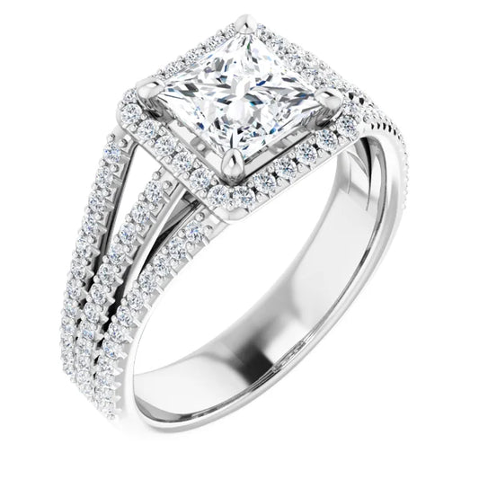 Princess Halo Style Engagement Ring