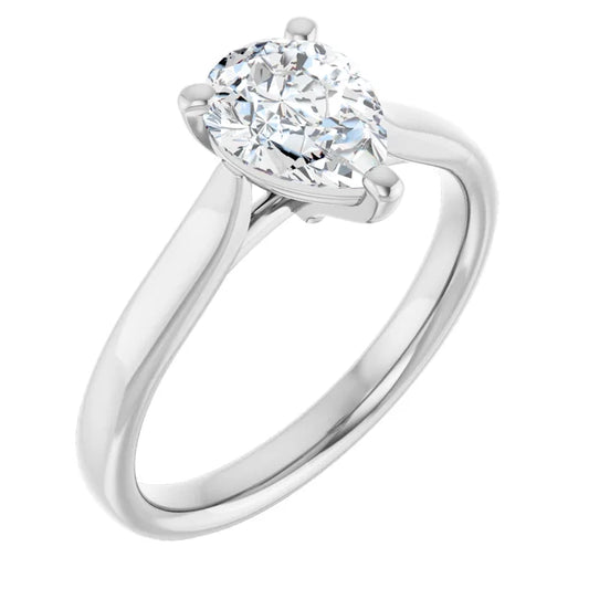 Three Claw Pear Solitaire Engagement Ring