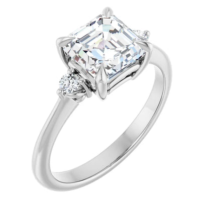 Asscher Accent Engagement Ring