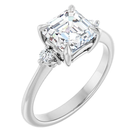 Asscher Accent Engagement Ring