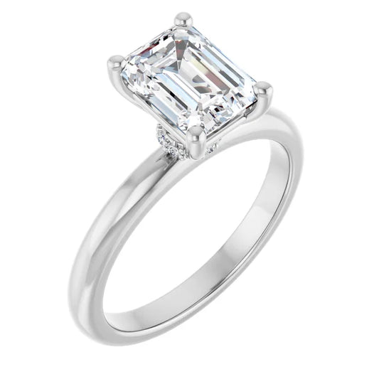 Emerald White Gold Solitaire Moissanite Engagement Ring