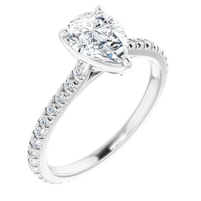 Pear Claw Set Eternity Style Engagement Ring