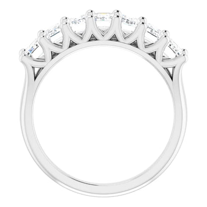 Seven Stone Emerald Cut Moissanite Anniversary Band