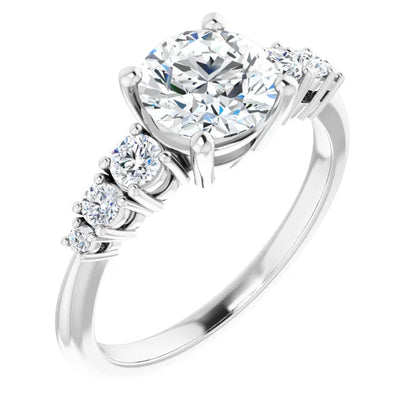 Round Brilliant Multi Stone Accent Style Engagement Ring