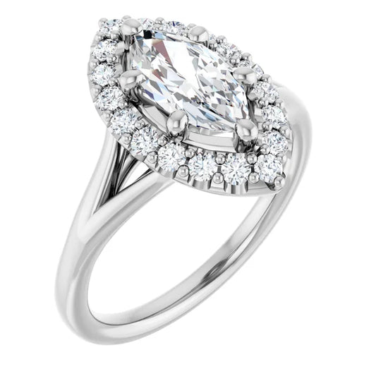 Marquise Halo Style Engagement Ring