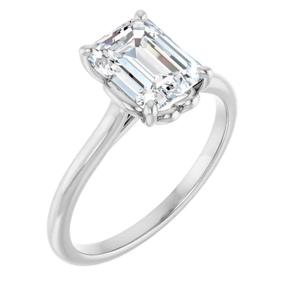 Four Claw Emerald Solitaire Engagement Ring