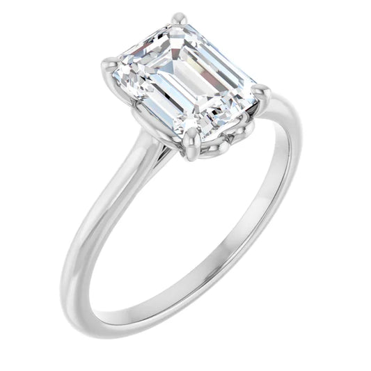 Four Claw Emerald Solitaire Engagement Ring