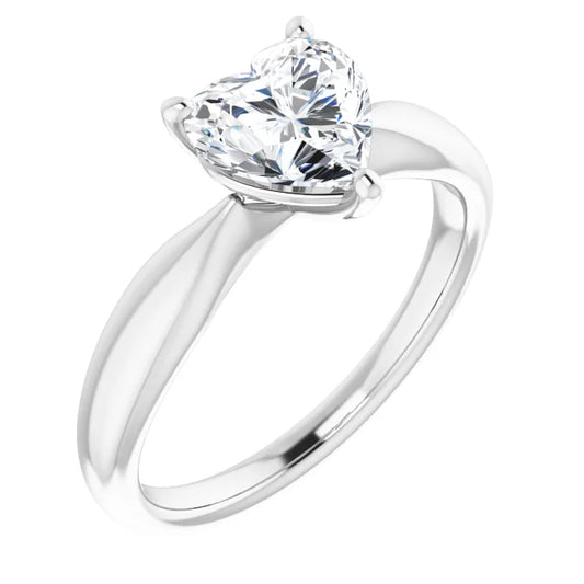 Heart White Gold Solitaire Moissanite Engagement Ring 