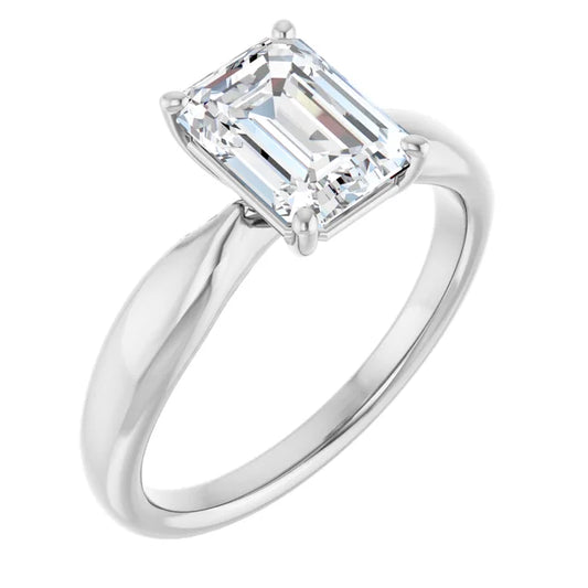 Emerald White Gold Solitaire Moissanite Engagement Ring 