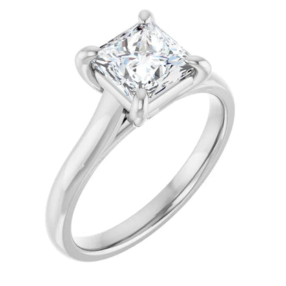 Four Claw Princess Solitaire Engagement Ring