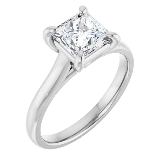 Four Claw Princess Solitaire Engagement Ring