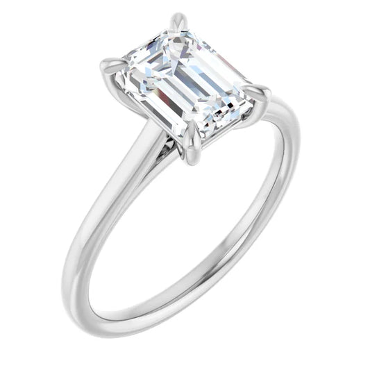 Four Claw Emerald Solitaire Engagement Ring