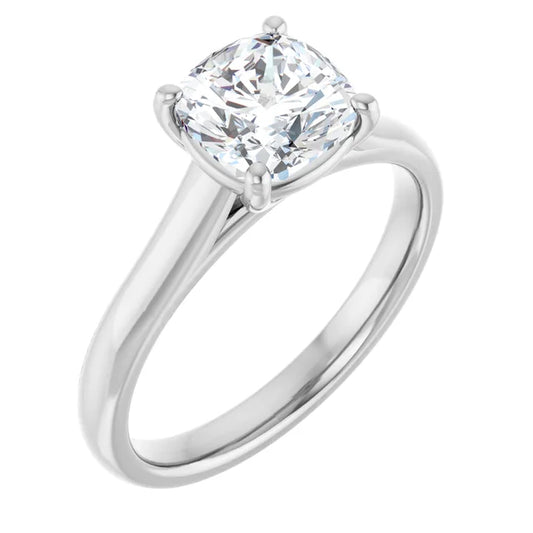 Four Claw Cushion Solitaire Engagement Ring