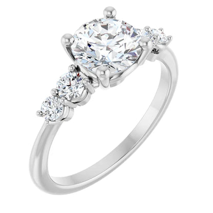 Round Brilliant Multi Stone Accent Style Engagement Ring