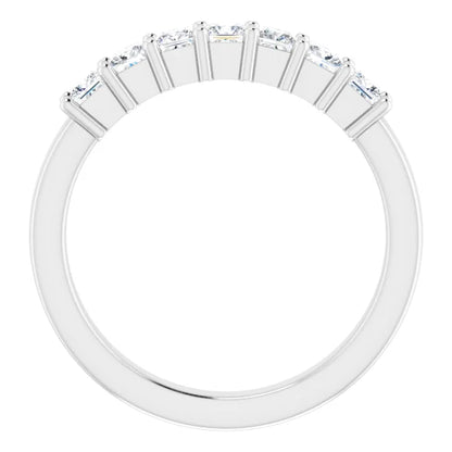 Seven Stone Princess Cut Moissanite Anniversary Band