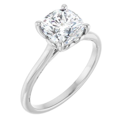 Four Claw Cushion Solitaire Engagement Ring