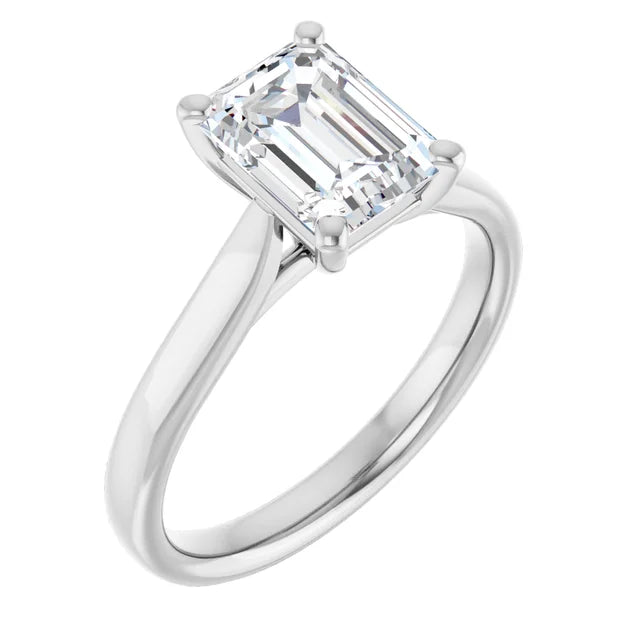Four Claw Emerald Solitaire Engagement Ring