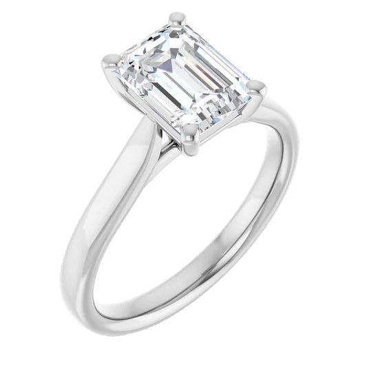 Four Claw Emerald Solitaire Engagement Ring