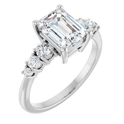 Emerald Multi Stone Accent Style Engagement Ring