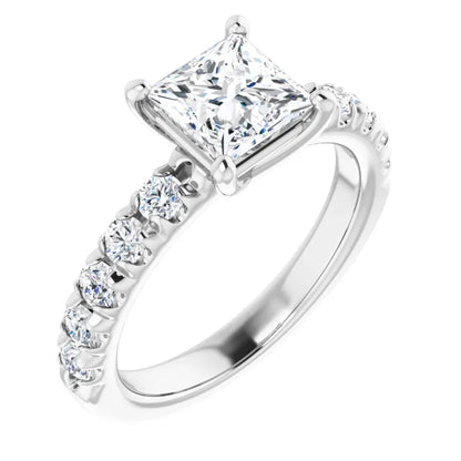 Princess Four Claw Set Style Engagement Ring