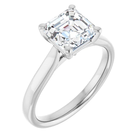 Four Claw Asscher Solitaire Engagement Ring