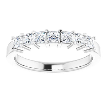 Seven Stone Princess Cut Moissanite Anniversary Band