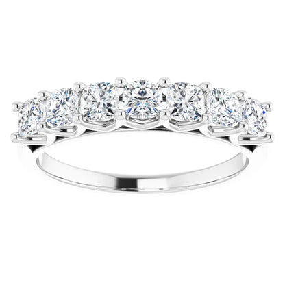 Seven Stone Cushion Cut Moissanite Anniversary Band