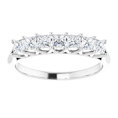 Seven Stone Princess Cut Moissanite Anniversary Band