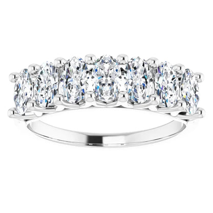 Seven Stone Oval Cut Moissanite Anniversary Band