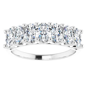 Seven Stone Oval Cut Moissanite Anniversary Band