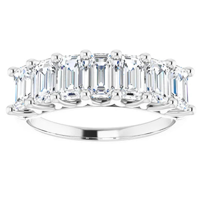Seven Stone Emerald Cut Moissanite Anniversary Band