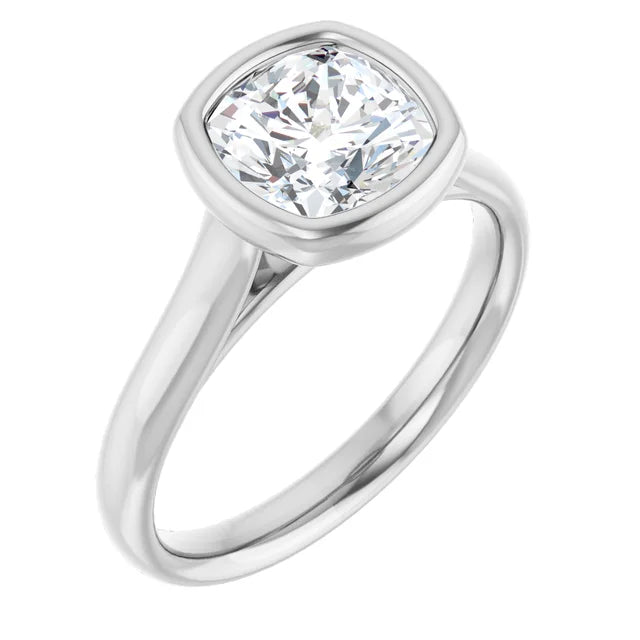 Cushion Solitaire Bezel Engagement Ring