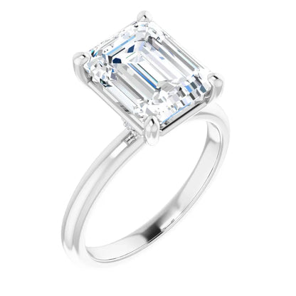 Emerald Low Hidden Halo Solitaire Engagement Ring